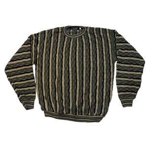 Vintage Protege Collection Sweater Mens XLT Cosby Style 3D Knit Earth Tone